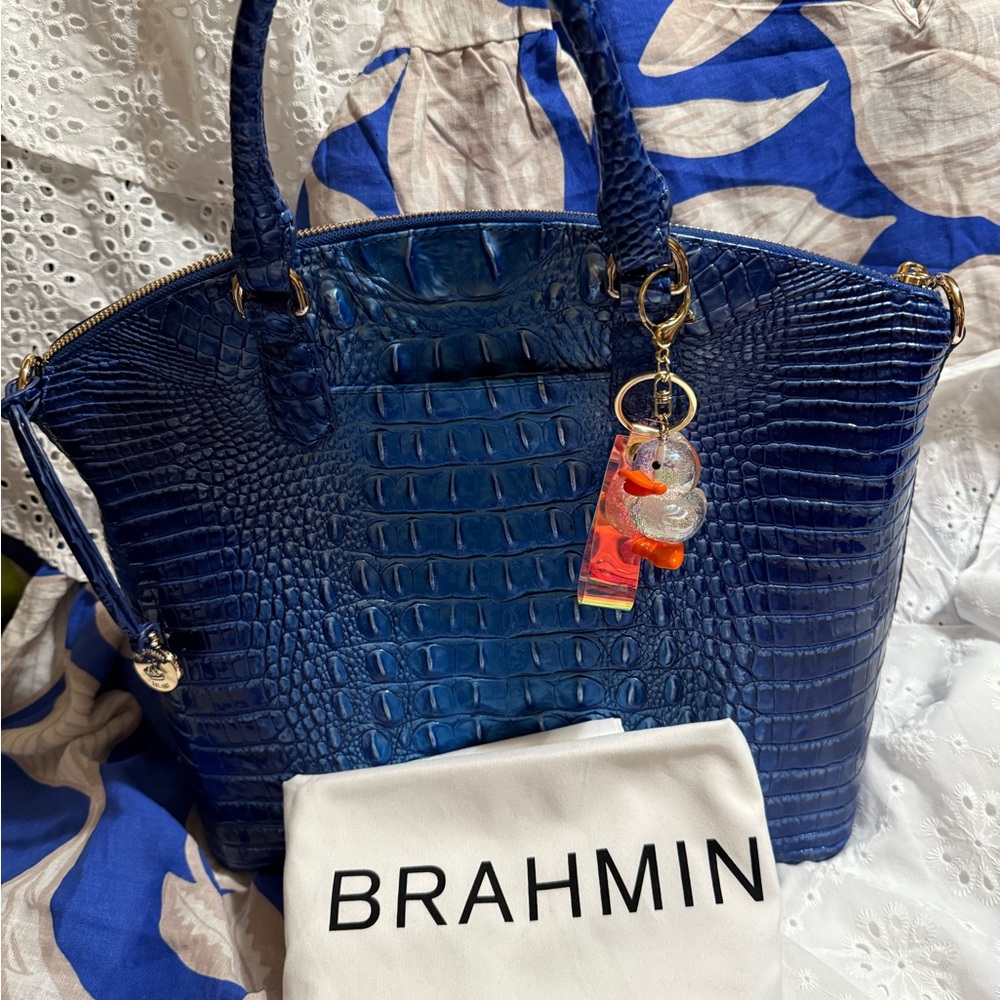 Not for Sale Brahmin Blue Crocodile Embossed Tote Bag